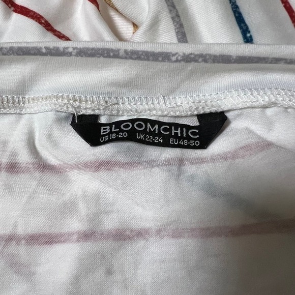Bloomchic Striped V Neck Midi Dress White and Rainbow Size US 18-20 - Picture 3 of 5